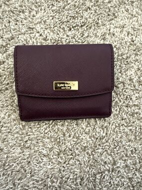 kate spade Plum Saffiano Leather Fold Wallet with Gold Plaque